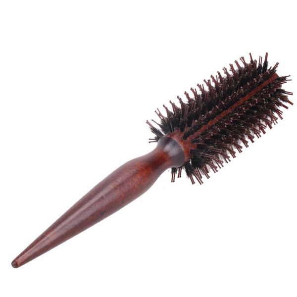 

brush bristle hairdress portable hair cheveux brush hair comb handle curly comb styling wood natural round brosse oilpd hairclippersstore, Silver
