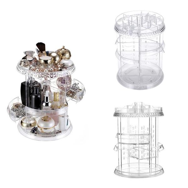 

eyebrow tools & stencils 360 rotated detachable cosmetics jewelry storage race case sundries organizer multi-function makeup beauty