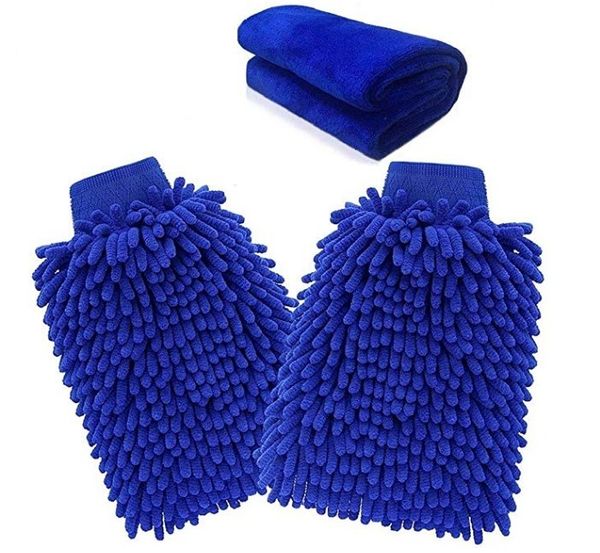 

car wash chenille glove microfiber, Blue;gray