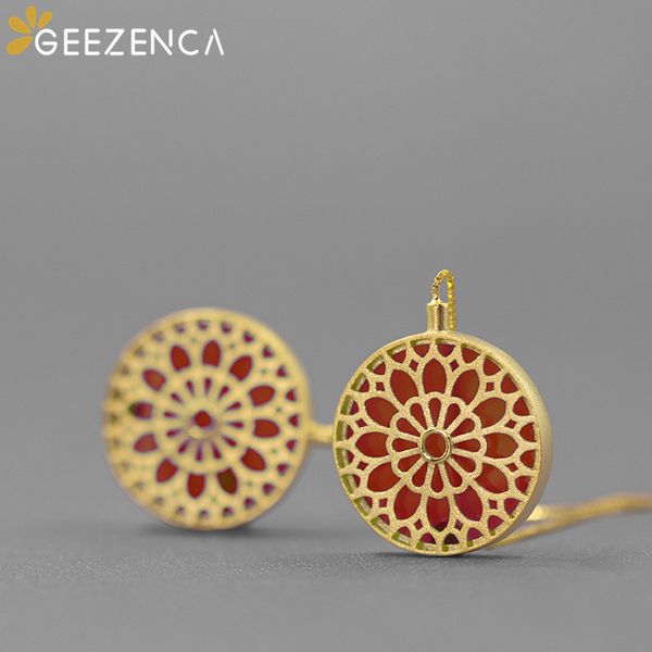 

dangle & chandelier original design 925 sterling silver agate hollow rose window drop earring fine jewelry for women classic trendy earrings