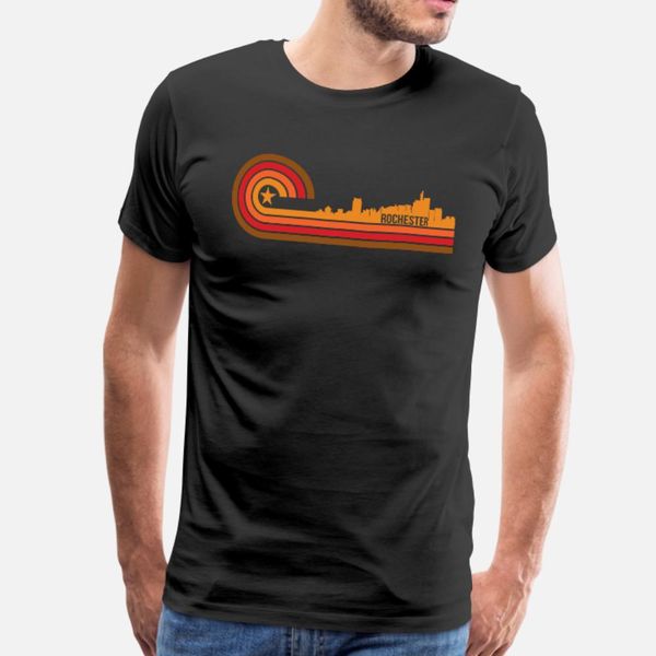 

ретро стиль rochester мичиган skyline тенниска мужчин печать хлопка s-xxxl trend fit комфортное spring trend рубашку