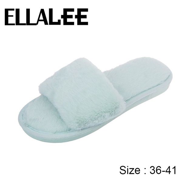 

designer slippers warm shoes winter women house slippers fur pure color flat shoes female slip on home furry ladies, Black