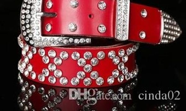 

new coming lovely discount atlas western cowgirl bling cowgirl leather belt clear rhinestone crystak new designer belts04, Black;brown