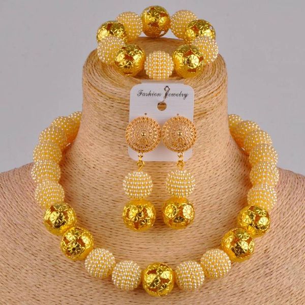 

beige multicolors simulated pearl europe and america gold african beads jewelry set zz03, Silver