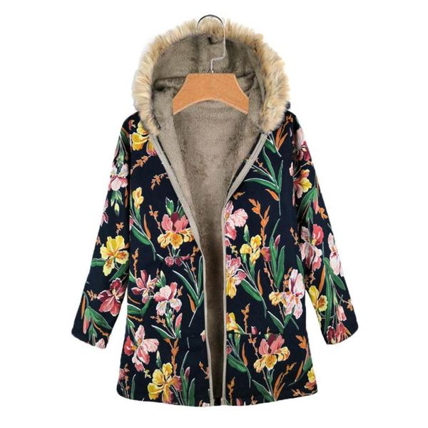 

women's fur & faux women coat collar zipper and velvet printed cardigan long button outwear casaco inverno feminino #2o17#n, Black