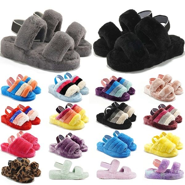 

australia women slides winter snow fluffy furry slippers black red yellow grey blue puerple keep warm fuzzy flip flops size 36-44