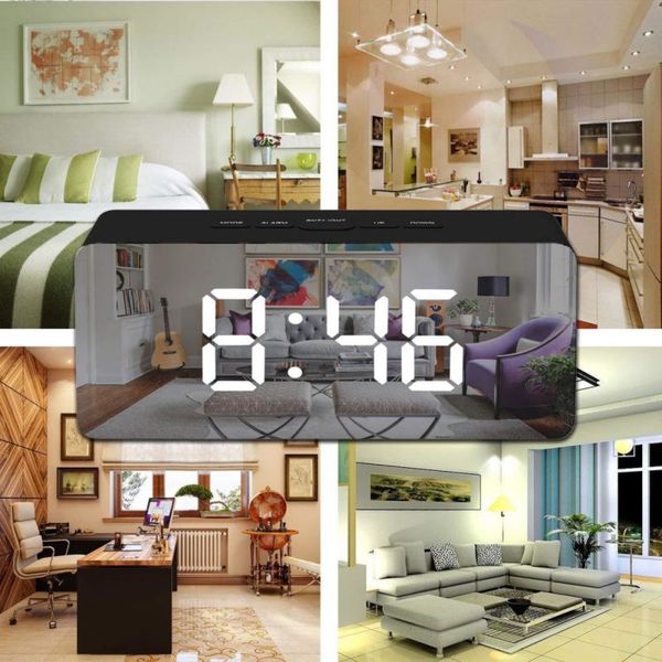

digital alarm clock led mirror electronic clocks multifunction large lcd display digital table clock with temperature