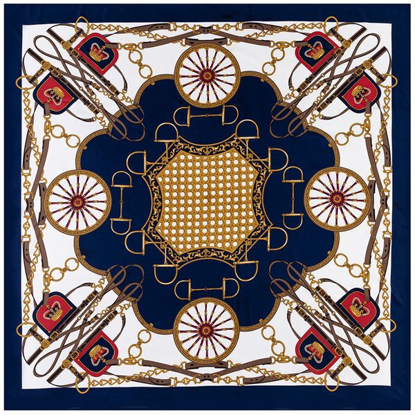 

carriage saddle print scarf women h shawls foulard femme large twill silk scarfs, Blue;gray