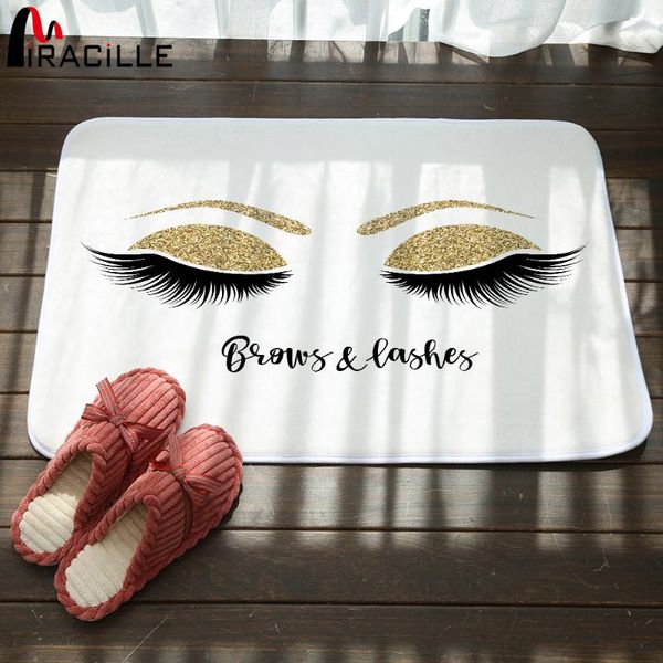 

miracille popular eyelashes printing style door mat living room anti-slip carpet soft water absorption rug
