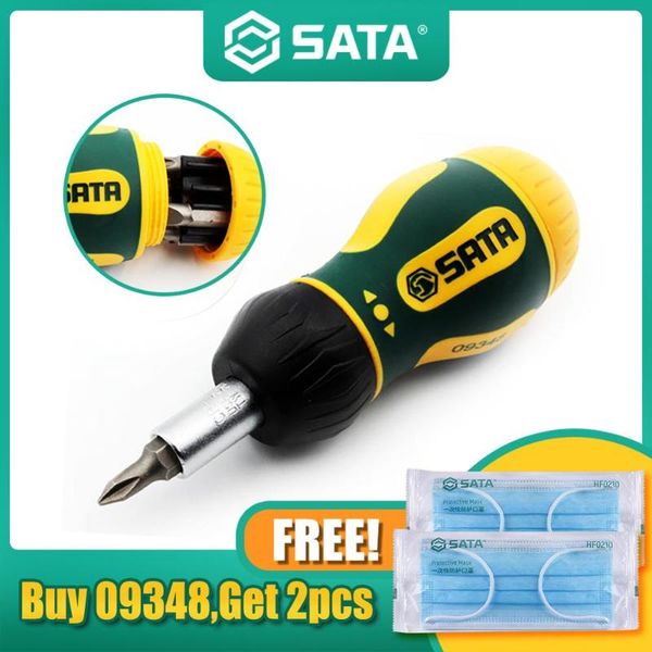 

sata 6 in 1 stubby ratcheting screwdriver magnetic multi-bit hand tool for notework repair disassemble tool 09348+2pcs mask