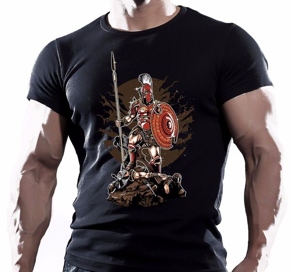 

2019 100% cotton spartan warrior fighting workout motivation men's t shirt muay thai tee shirt