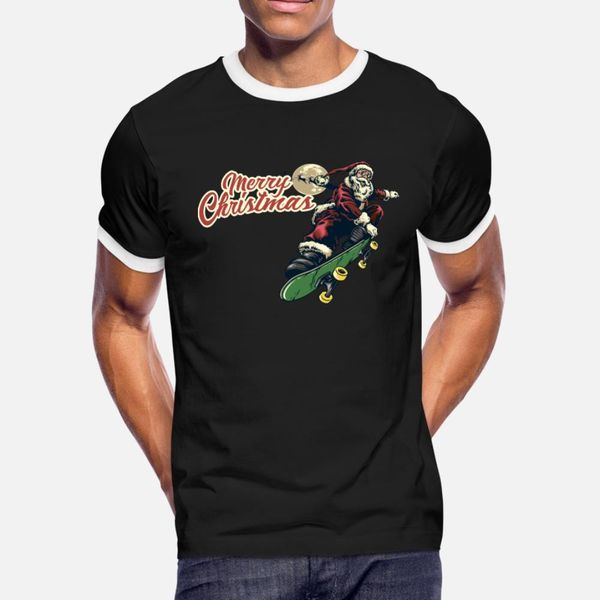 

skateboarding santa t shirt men printed tee shirt o neck pictures cute humor summer family shirt