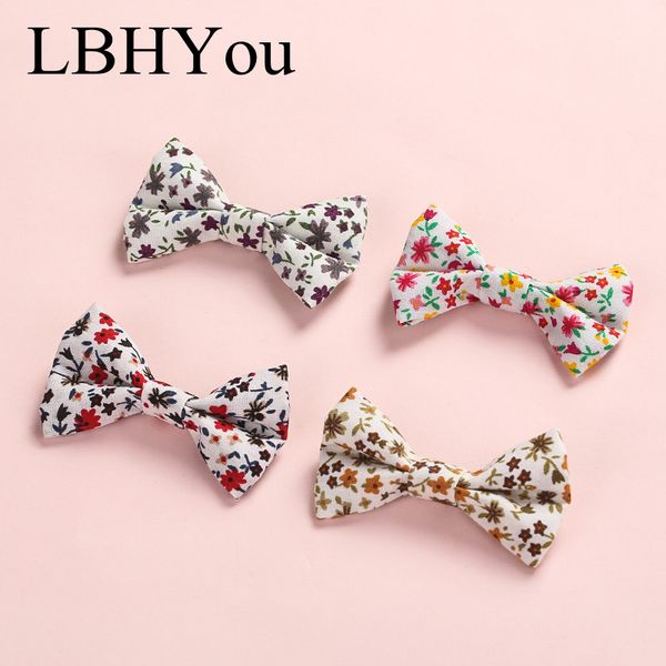

1pcs/lot new floral prints bows hair clips toddler newborn handtie hairgrips little girls barrettes hairgrips headwear, Slivery;white