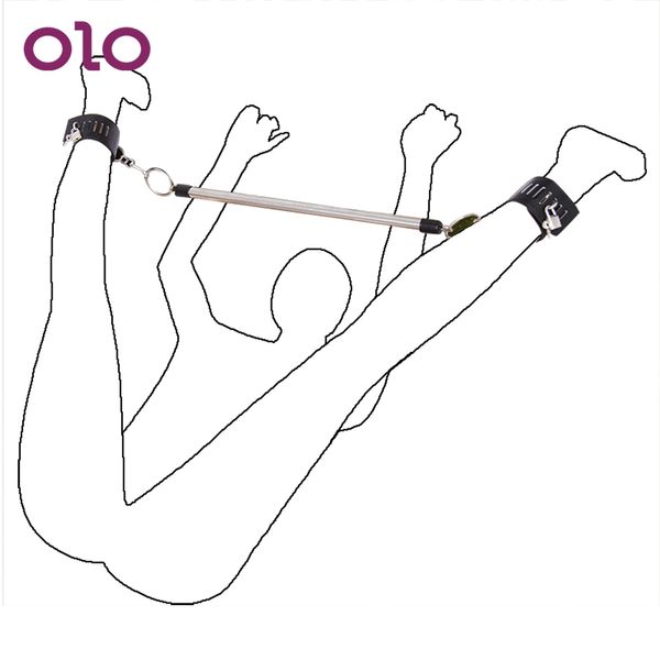 OLO per le donne coppie polsini in pelle da polso alla caviglia in acciaio inossidabile con chiavi di blocco Spreader Bar Restraint Bondage Y200616