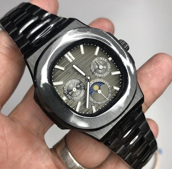 

automatic grey dial watch 40mm luxury watches men sweeping movement watch all small dials work no battery watches, Slivery;brown