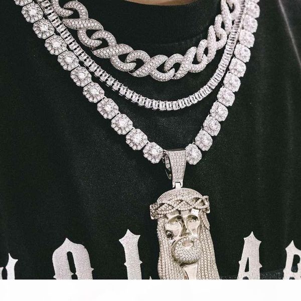

jesus head pendant full of zircon 80mm high pendant men and women hip hop jewelry necklace, Silver
