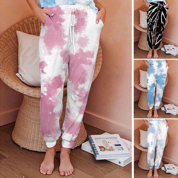 

women's pants & capris women tie dye joggers high waist long baggy sweatpants loose street trousers, Black;white