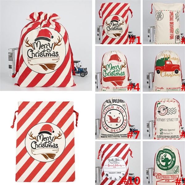 Рождественские подарки Drawstring Hanvas Bag Santa Sacks Рождественские сумки Большие монограммы Santas Claus Bagwith Reindeers 50 шт. T1i2330