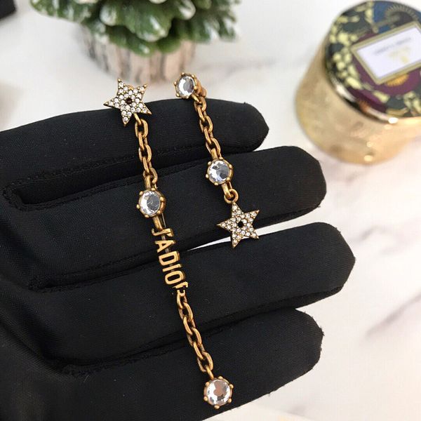 

d jia ja letter tassel earrings 925 silver needle women's ear ring jewelry asymmetric high version, White;black