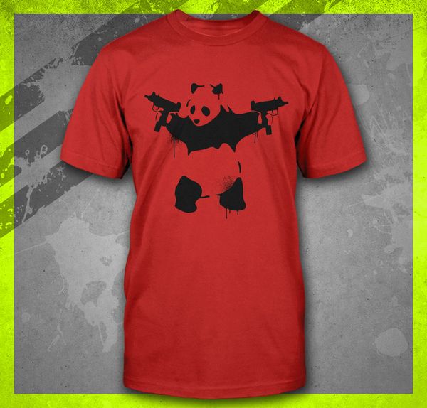 

panda with guns second amendment ar15 banksy graffiti art men's t-shirt tees 2019 summer new men t shirt