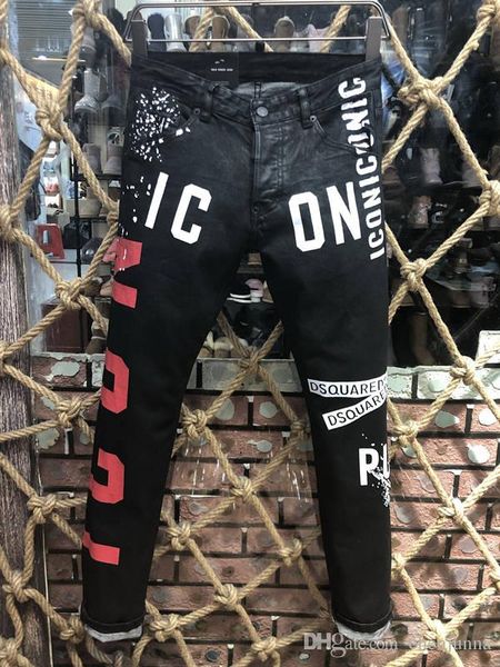 

d2 jeans zipper men 2019 new style brand denim jeans embroidery tiger pants men jeans pants trousers pencil pants, Blue