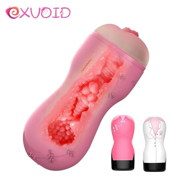 EXVOID Male Masturbator Realistic Vagina macio bichano apertado Sex Toys para homens adultos produtos Sex Machine masturbatória Cup Sex Shop Y200409