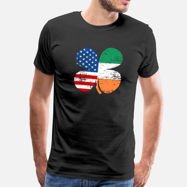 

usa ireland clover flag irish american st patricks t shirt men printing tee shirt s-xxxl fit authentic summer letters shirt