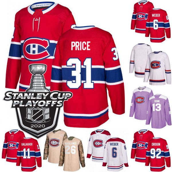 

2020 stanley cup playoffs montreal canadiens carey price max domi brendan gallagher shea weber charlie lindgren paul byron hockey jerseys, Black;red