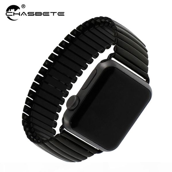 

stainless steel watchband 38mm 42mm sport edittion strap elastic band loop wrist belt strech bracelet, Black;brown