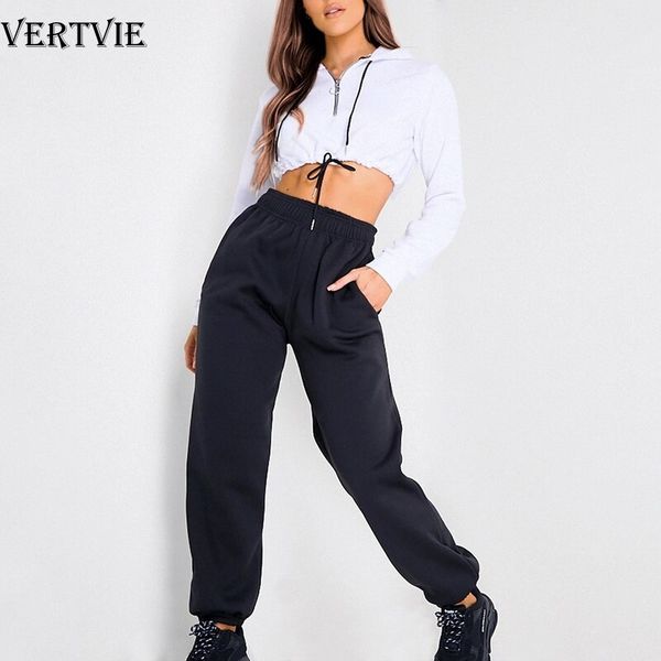 

vertvie tracksuit 2pcs women set hoodies crop zipper sweatshirt long sweat pants 2 pieces sets women sweatsuit outfits suits, Black;blue