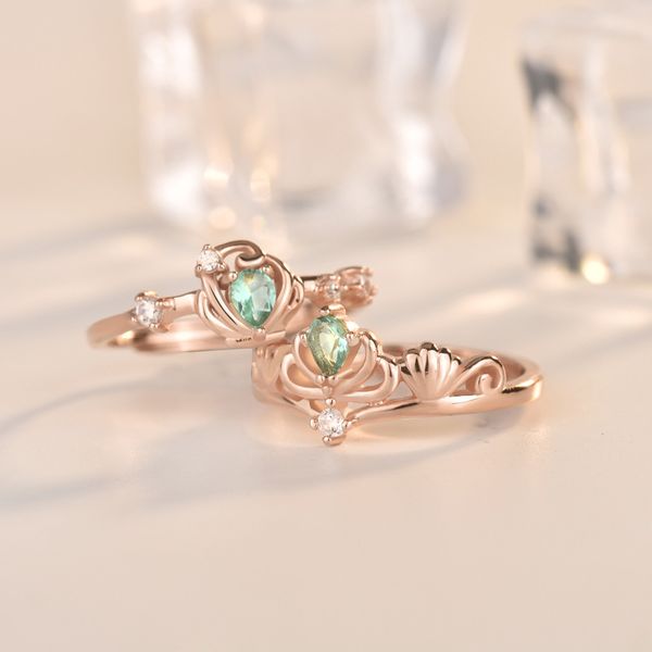 

2020 new s925 silver stacked avocado green diamond ring little red book ins tide princess girl girlfriends joint ring, Golden;silver