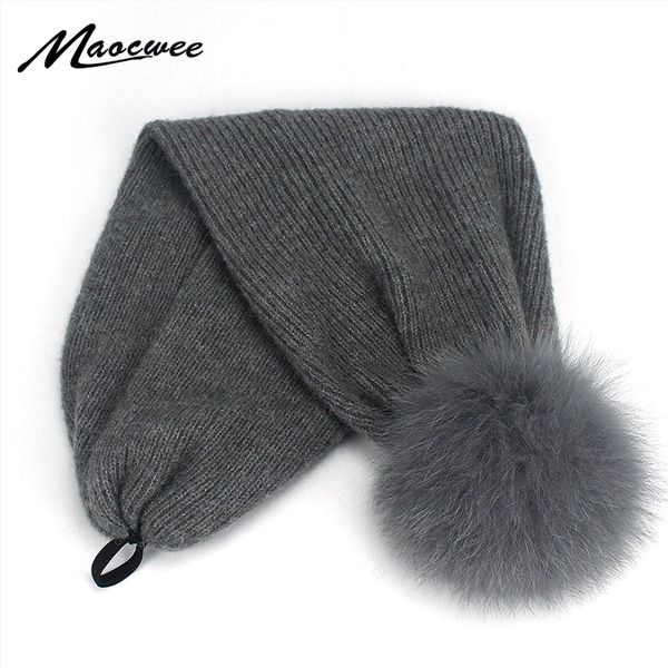 

beanie/skull caps pom real fur hat womens beanie hats scarf dual-purpose winter for raccoon pompom skullies female striped, Blue;gray