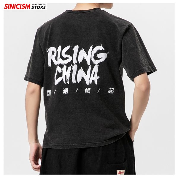 

sinicism store 2020 men letter printed o-neck tshirts men's summer tees loose vintage tshirts male chinese style oversize 5xl, White;black