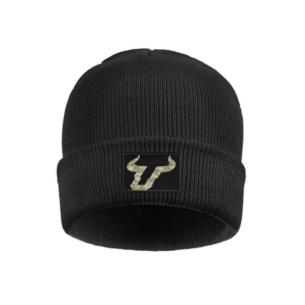 

fashion south florida bulls footall camouflage logo fine knit watch beanie hat vintage hats black core smoke gay pride rainbow golden, Blue;gray