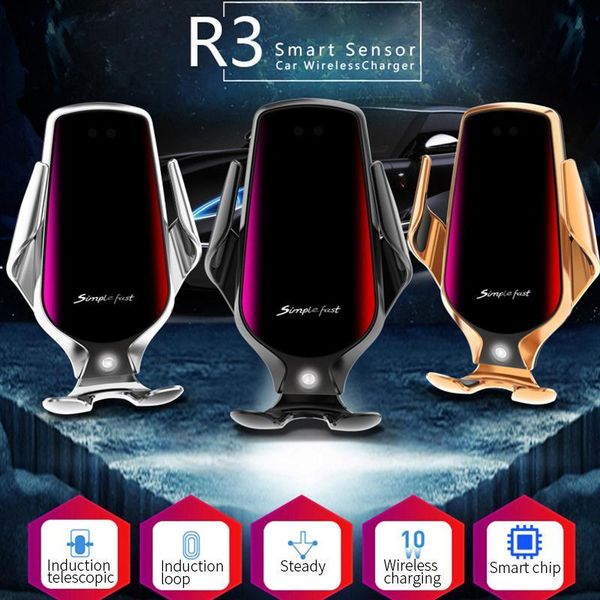 

cgjxsr3 wireless car charger automatic clamping car air vent mount phone holder 360 degree rotation 10w fast charger