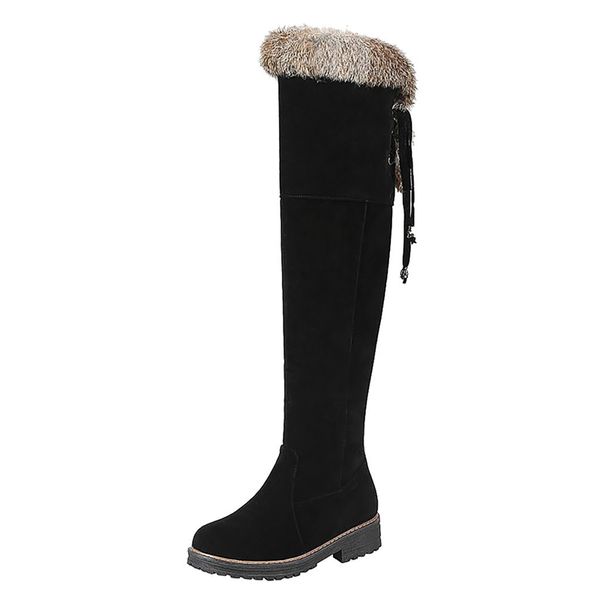 

fashion casual simple women ladies large size over knee shoes long tube snow boots material comfortable soft a50, Black