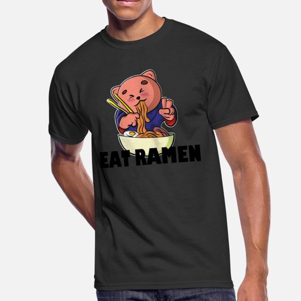 

ешьте ramen gif т рубашку мужчин custom 100% хлопка шеи kawaii против морщин юмора summer style standard рубашки