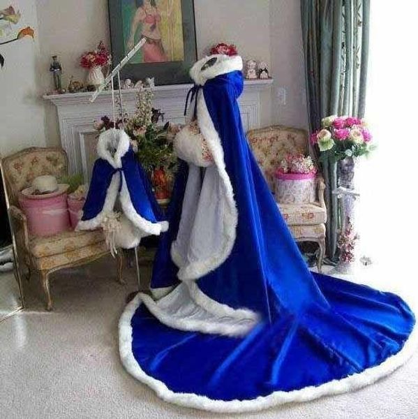 

colorful custom made stunning royal blue long winter bridal capes wedding cloaks faux fur winter wedding warm bridal cloaks, Black;gray