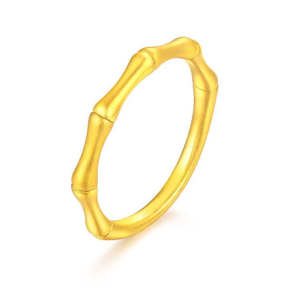 

solid 24k yellow gold ring bamboo shape woman's ring size 5-9 gift safety t200905, Slivery;golden
