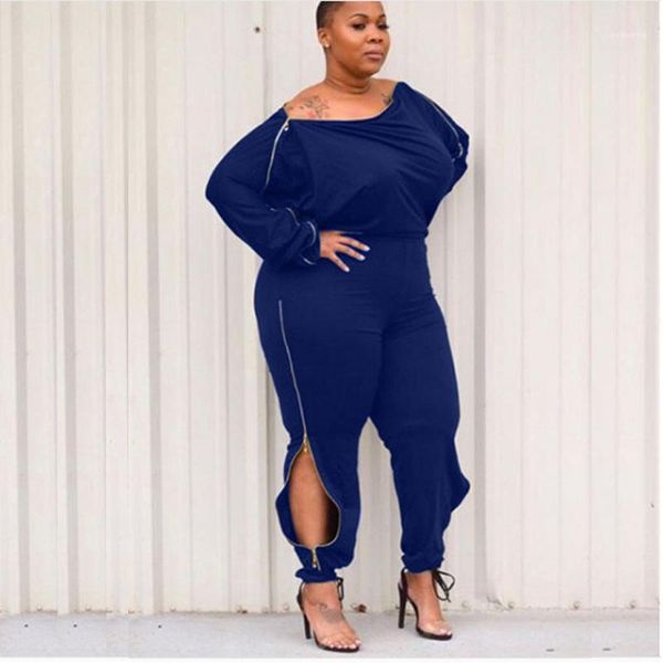 

plus size women clothing womens designer jumpsuits spring autumn long sleeve solid color zipper fashion rompers, Black;white