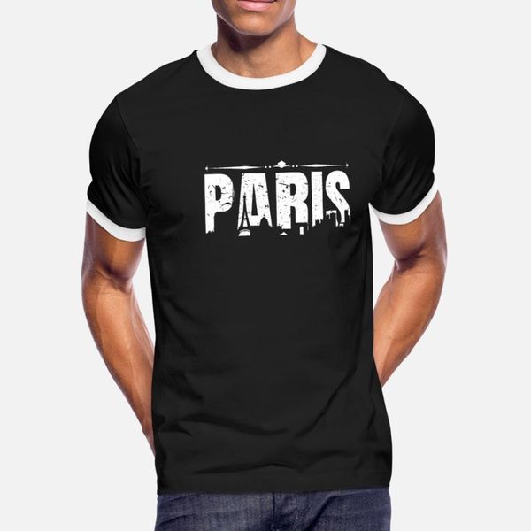 

paris t shirt men printing short sleeve round collar pattern loose new fashion spring autumn pictures shirt