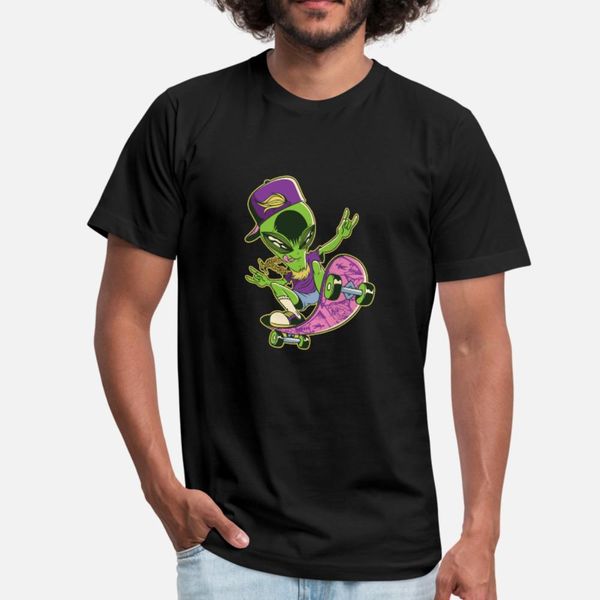 

alien skater with cool move and hip skater style t shirt men personalized short sleeve crew neck male loose new fashion summer novelty