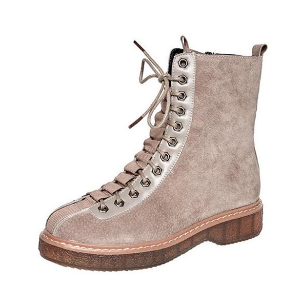 

scrub cowhide cross strap side zipper autumn boot women boots fashion casual shoes winter boots women leather shoes martin, Black