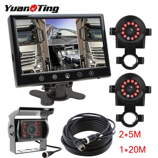 

yuanting 9" lcd monitor car vehicle rear view kit + 4pin led ir night vision reversing parking backup camera for bus truck