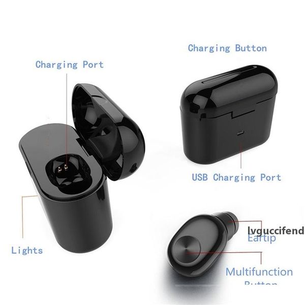 

mini bl1 bluetooth wireless earphone with charging box fashion good quality invisible mini 700mah earbuds small headset ship