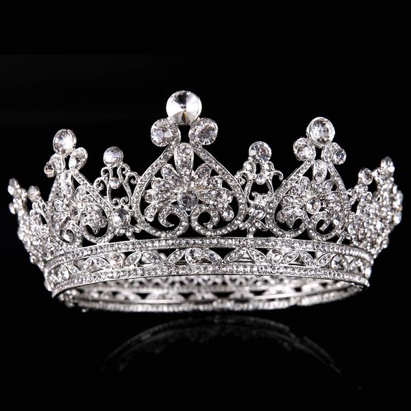 

luxury heart wedding crown bride tiaras and crowns queen hair jewelry crystal diadem prom headdress head accessorie pageant, Golden;silver