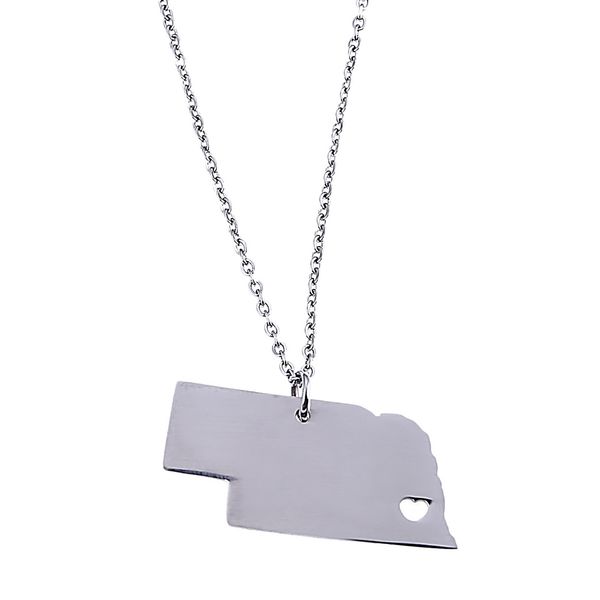 

stainless steel silver color nebraska map pendant necklace trendy heart charm jewelry