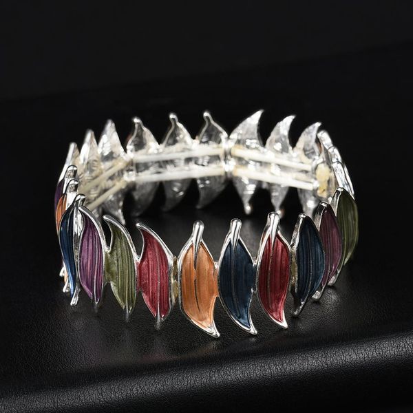 

women jewelry bracelets adjustable elastic cord bracelet for women charming leaf bangles accessories female alloy bracelets girls, Golden;silver