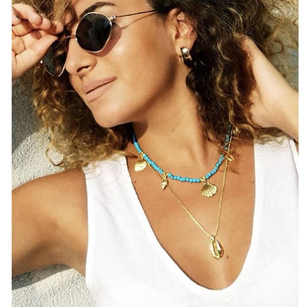 

hwasy1804 new style conch shell necklace women bohemian chain joker beands necklace hwasyn071 ng wholesale in 2020, Silver