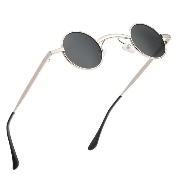 

2020 steampunk sunglasses luxury men and women round sun glass coating glasses metal vintage pk081, White;black